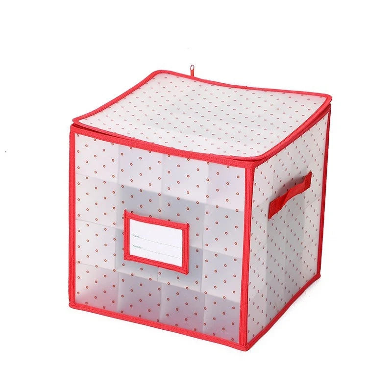 Ornament Storage Box with Zippered Lid and Grid Dividers for Christmas - Image 9