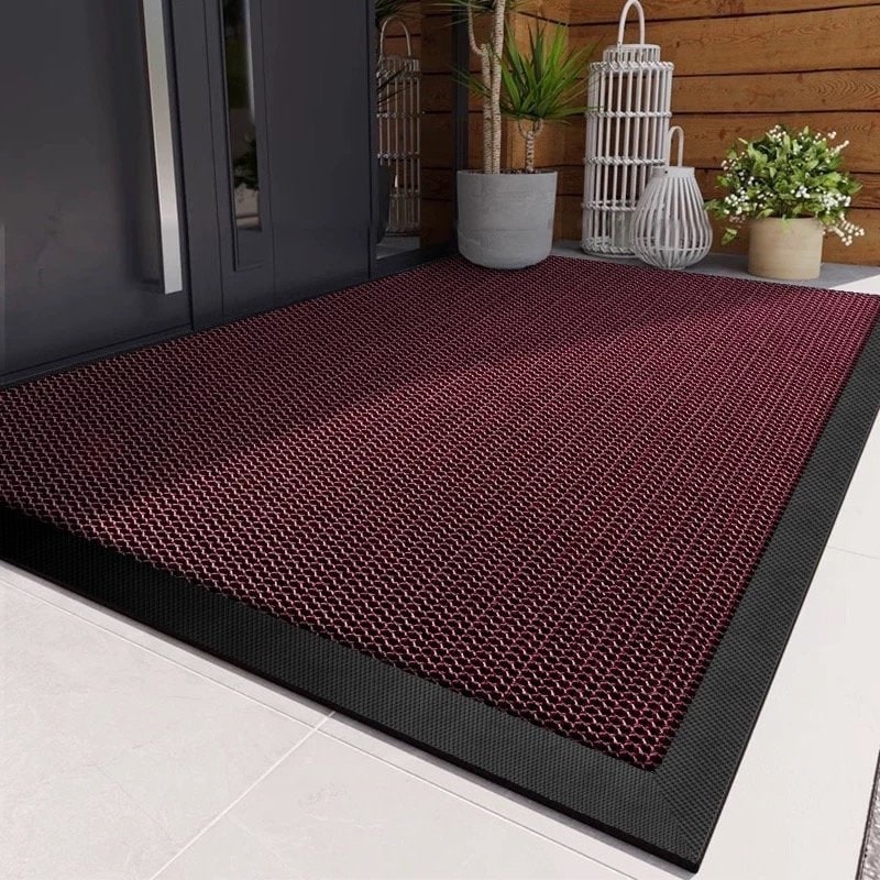 Outdoor Doormat with Heavy Duty Rubber Border and Coiled PVC Loop Surface for Front Door Entrance - Image 1