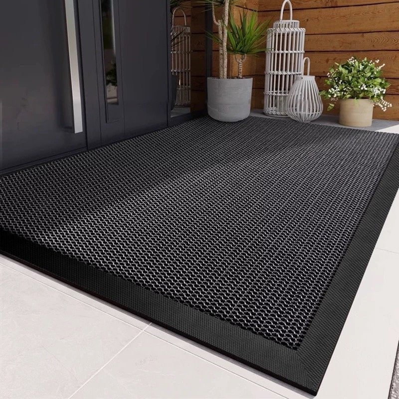 Outdoor Doormat with Heavy Duty Rubber Border and Coiled PVC Loop Surface for Front Door Entrance - Image 4