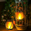 Outdoor Solar Lantern with Flickering Flame Effect and Jute Rope Handle - Image 1