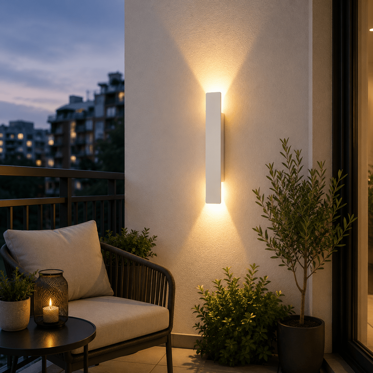 Outdoor Wall Sconce with LED Up Down Lighting and Modern Rectangular Design - Image 1