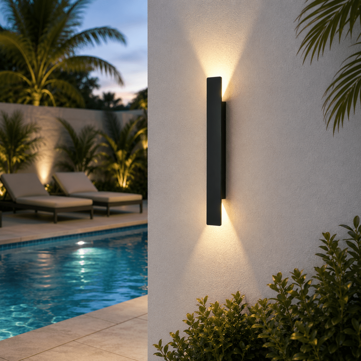 Outdoor Wall Sconce with LED Up Down Lighting and Modern Rectangular Design - Image 3
