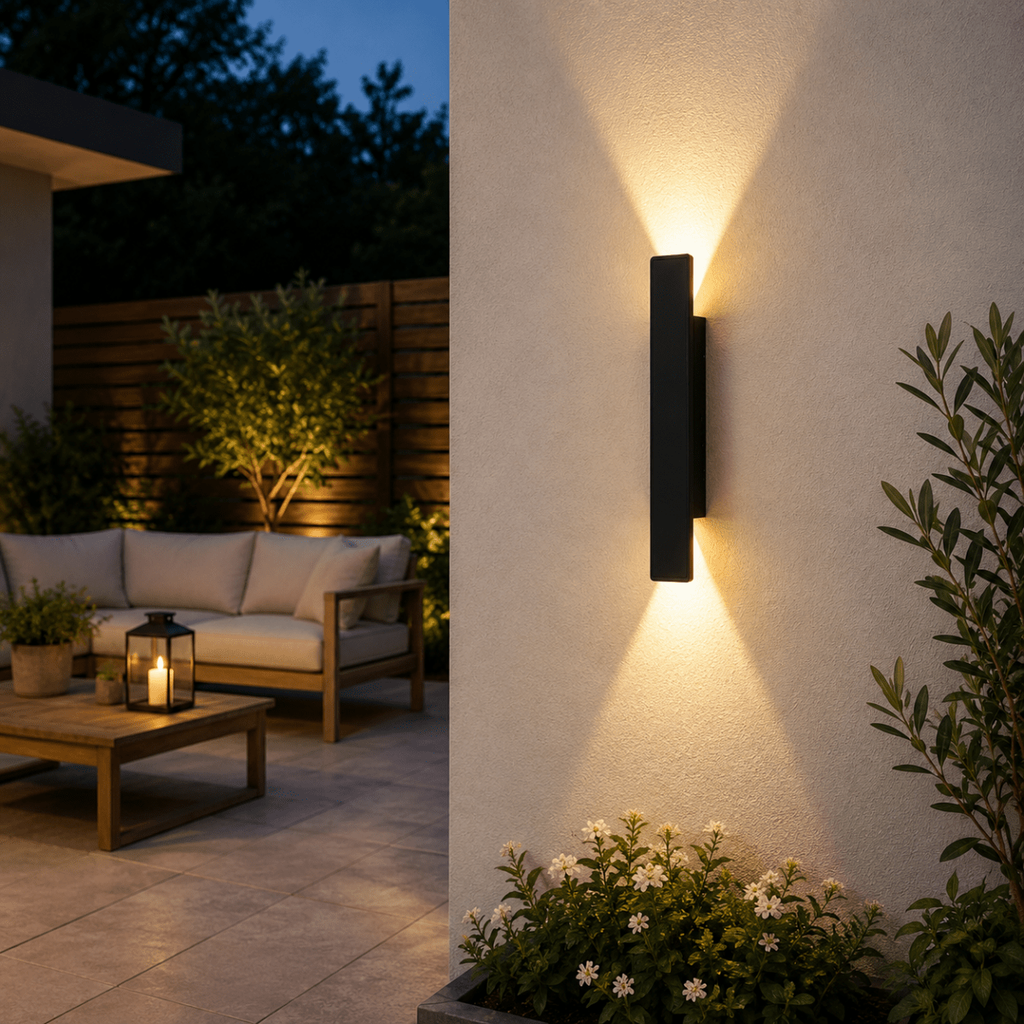 Outdoor Wall Sconce with LED Up Down Lighting and Modern Rectangular Design - Image 4