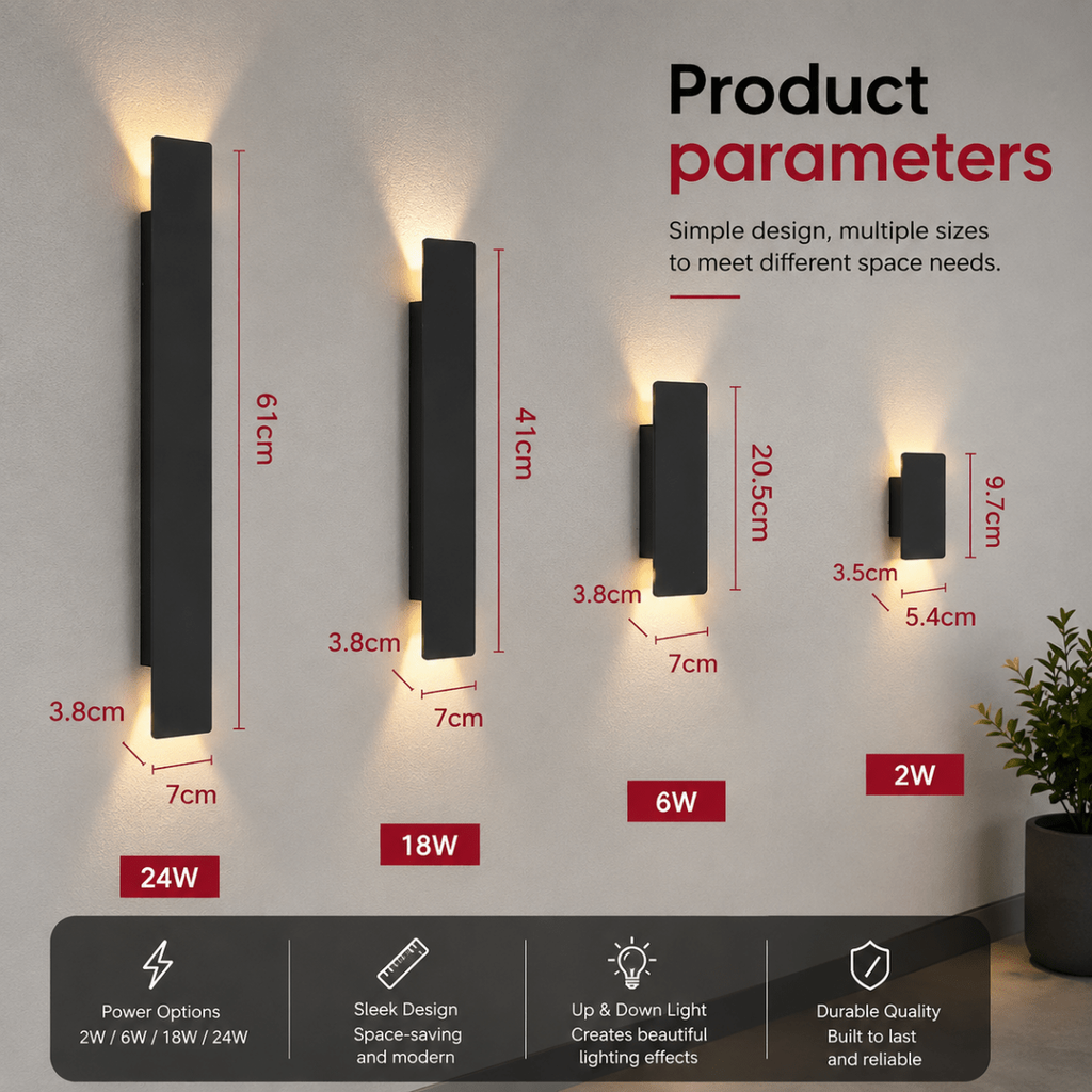 Outdoor Wall Sconce with LED Up Down Lighting and Modern Rectangular Design - Image 5