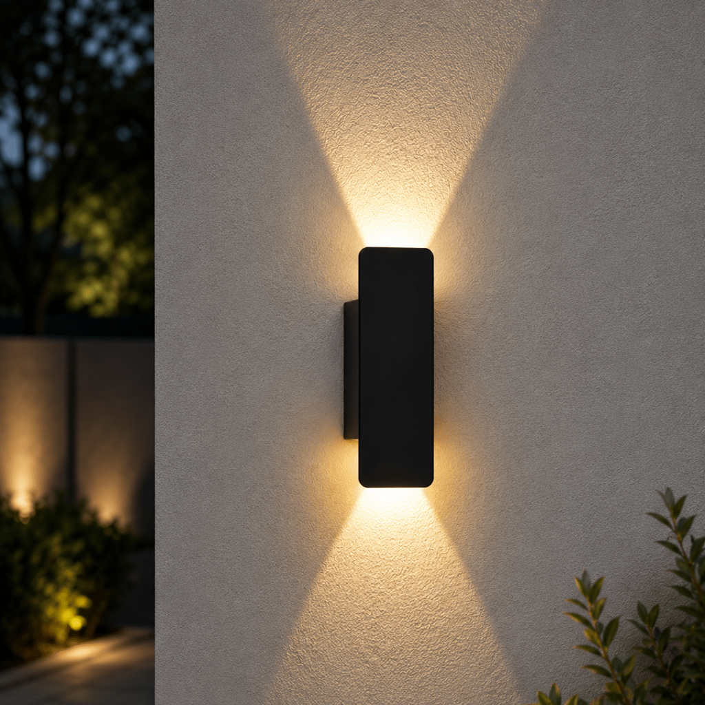 Outdoor Wall Sconce with LED Up Down Lighting and Modern Rectangular Design - Image 9
