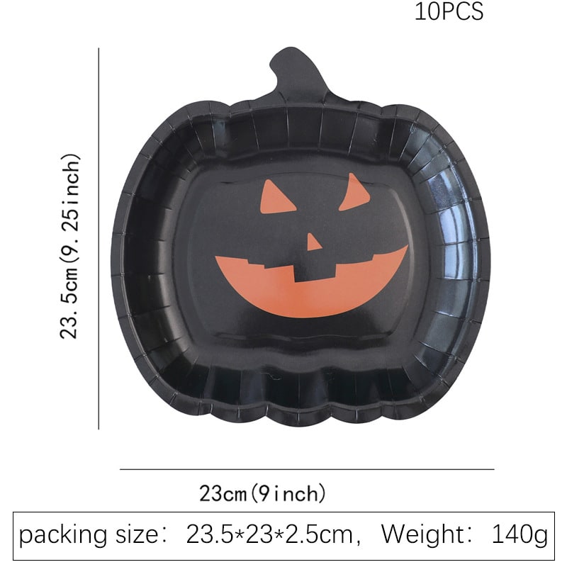Papierowe Talerzyki na Halloween w Kształcie Dyni z Błyszczącym Wykończeniem - Image 3