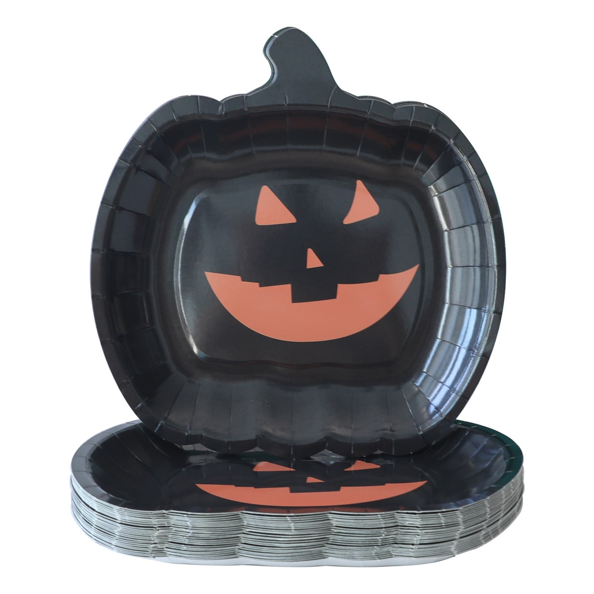 Papierowe Talerzyki na Halloween w Kształcie Dyni z Błyszczącym Wykończeniem - Image 6
