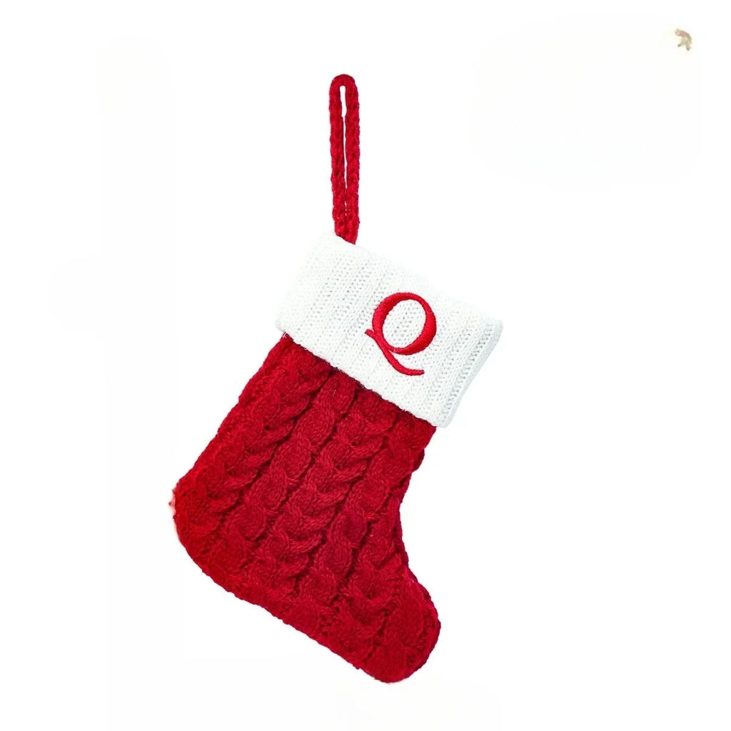 Personalized Mini Cable Knit Christmas Stocking with Embroidered Initial - Image 10