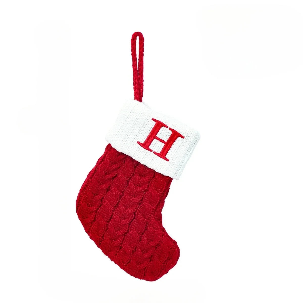 Personalized Mini Cable Knit Christmas Stocking with Embroidered Initial - Image 12