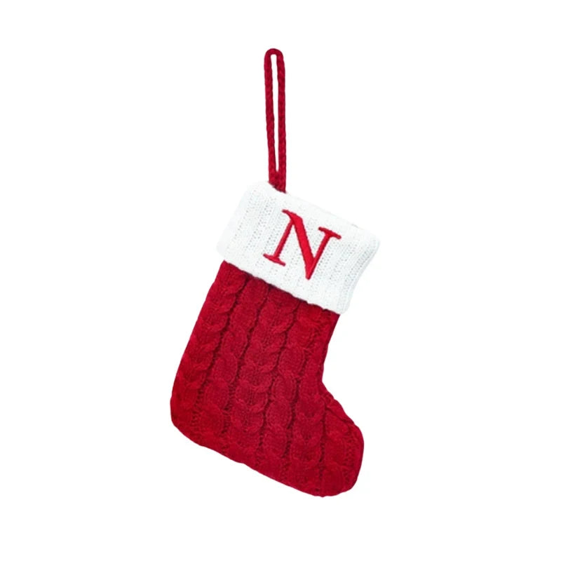 Personalized Mini Cable Knit Christmas Stocking with Embroidered Initial - Image 13