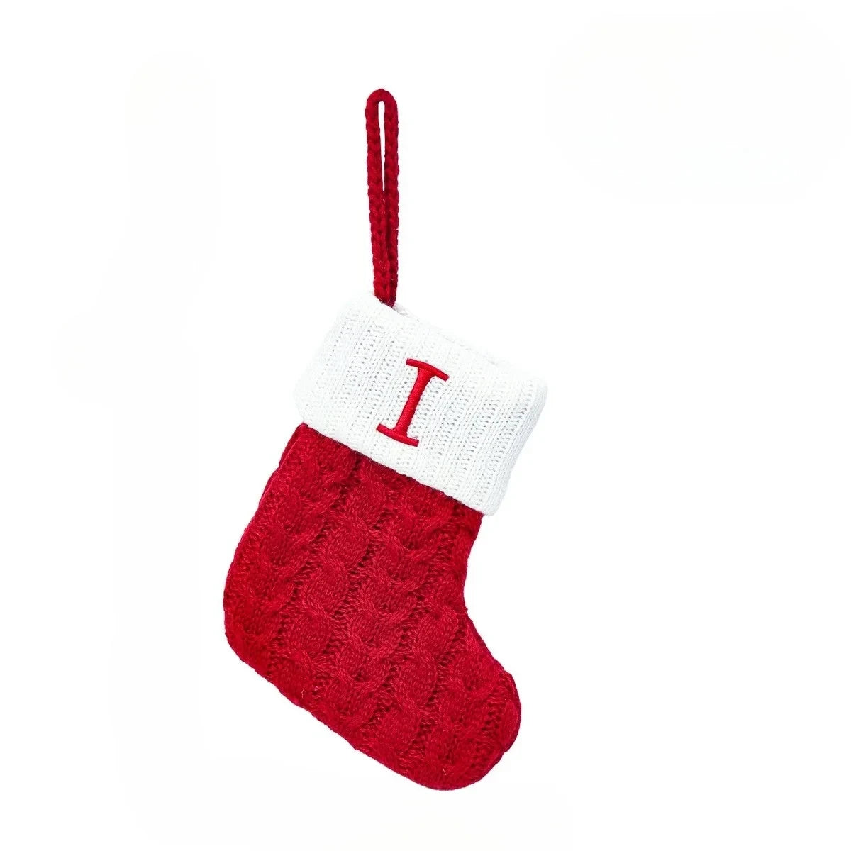 Personalized Mini Cable Knit Christmas Stocking with Embroidered Initial - Image 14