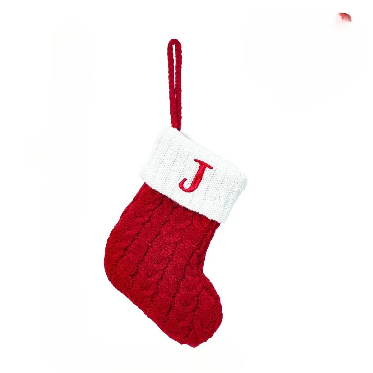 Personalized Mini Cable Knit Christmas Stocking with Embroidered Initial - Image 15