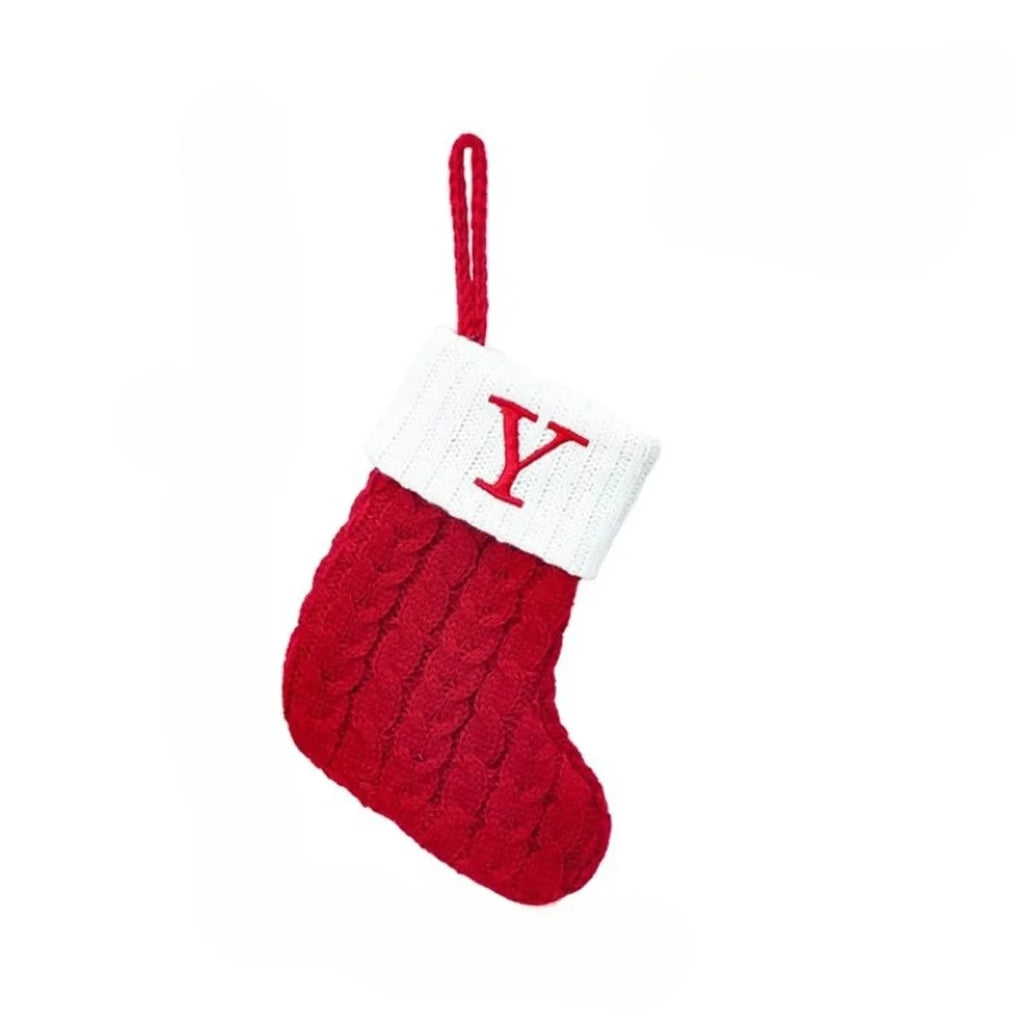 Personalized Mini Cable Knit Christmas Stocking with Embroidered Initial - Image 16