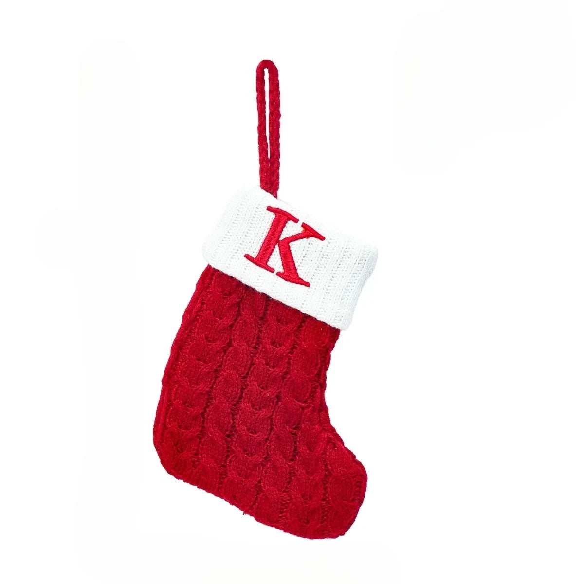Personalized Mini Cable Knit Christmas Stocking with Embroidered Initial - Image 19
