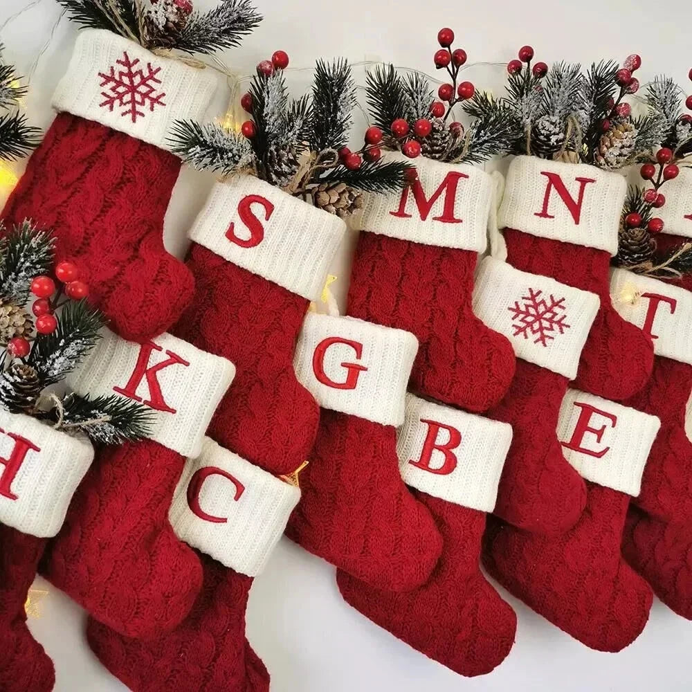 Personalized Mini Cable Knit Christmas Stocking with Embroidered Initial - Image 2