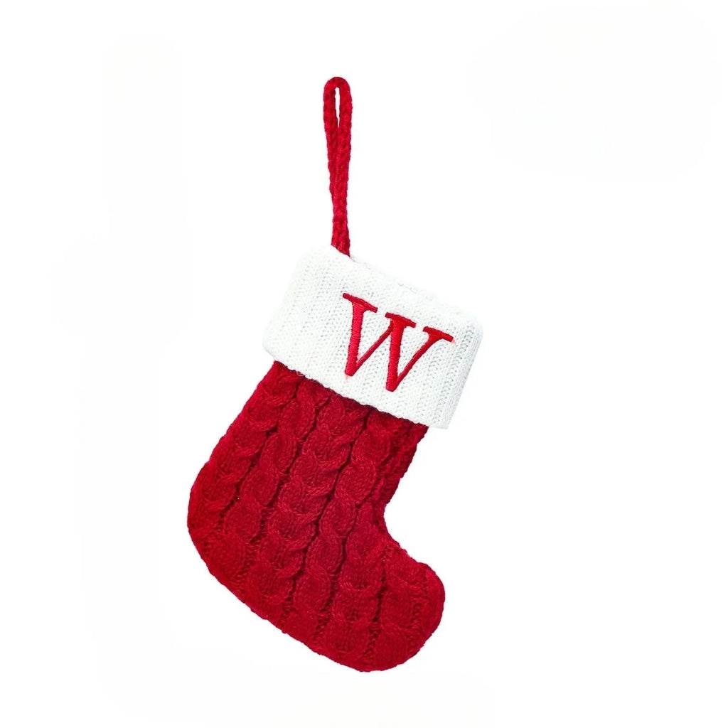 Personalized Mini Cable Knit Christmas Stocking with Embroidered Initial - Image 20