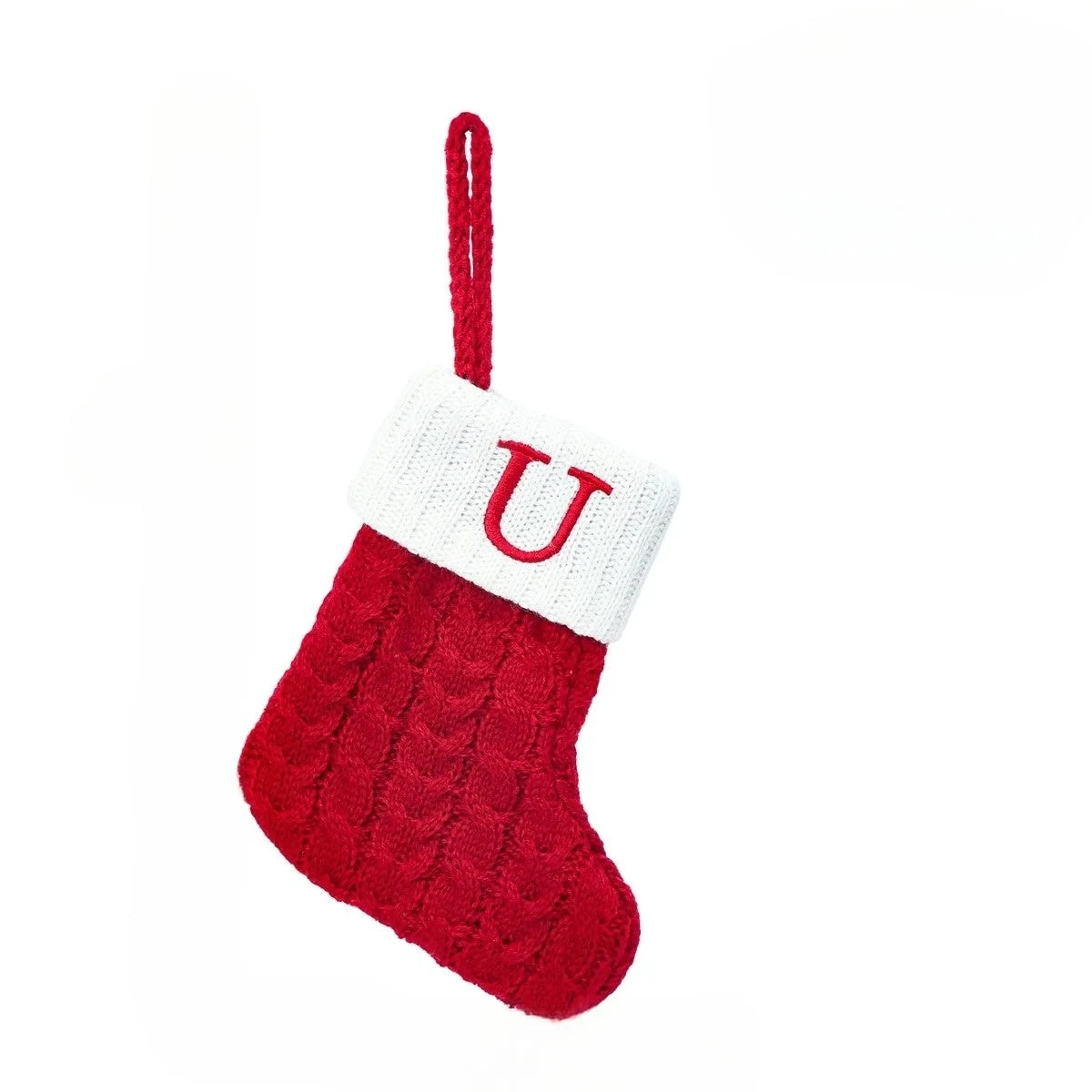 Personalized Mini Cable Knit Christmas Stocking with Embroidered Initial - Image 21