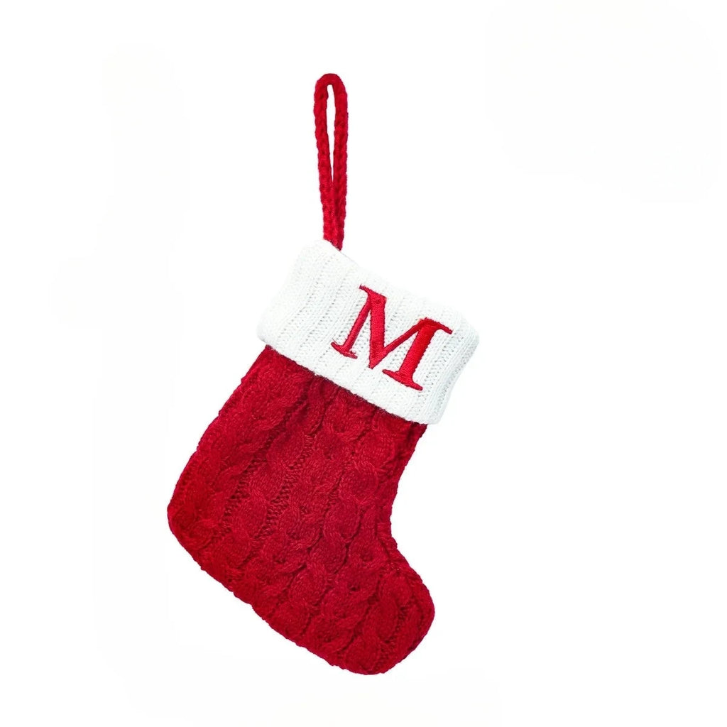 Personalized Mini Cable Knit Christmas Stocking with Embroidered Initial - Image 23
