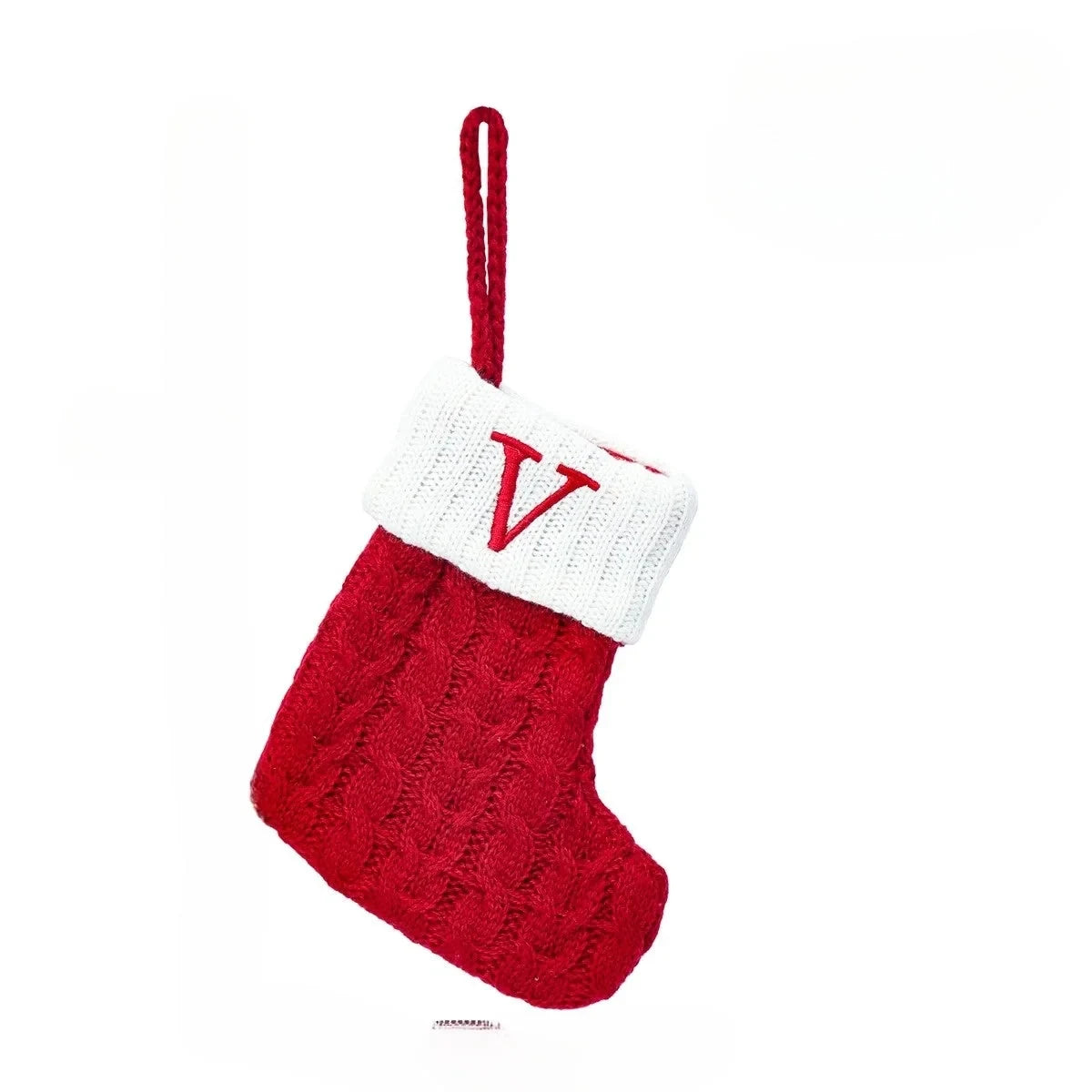 Personalized Mini Cable Knit Christmas Stocking with Embroidered Initial - Image 24