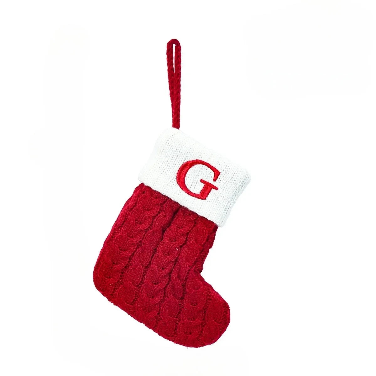 Personalized Mini Cable Knit Christmas Stocking with Embroidered Initial - Image 25