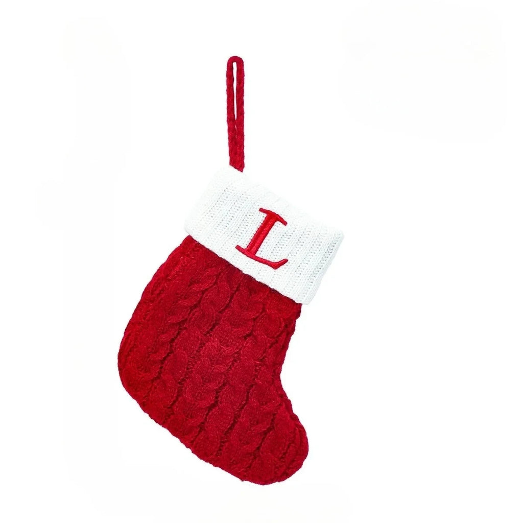 Personalized Mini Cable Knit Christmas Stocking with Embroidered Initial - Image 26