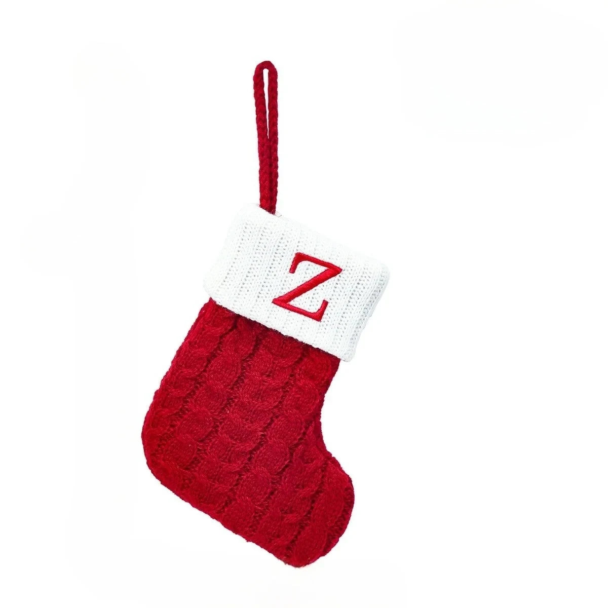 Personalized Mini Cable Knit Christmas Stocking with Embroidered Initial - Image 27