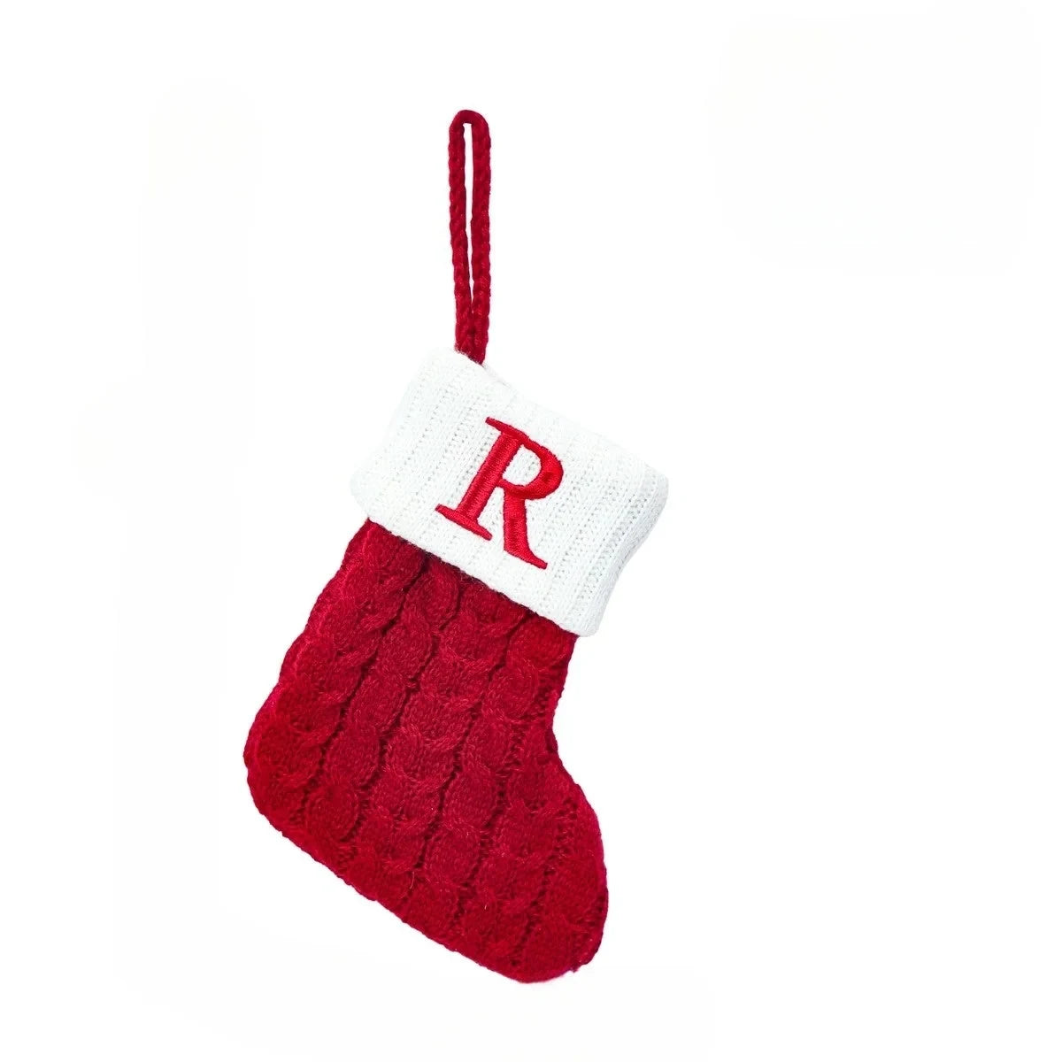 Personalized Mini Cable Knit Christmas Stocking with Embroidered Initial - Image 29