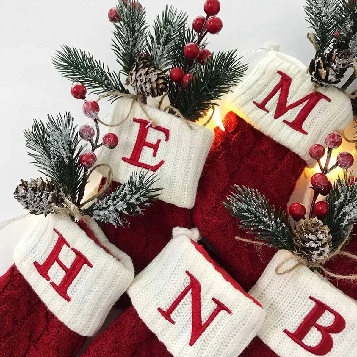 Personalized Mini Cable Knit Christmas Stocking with Embroidered Initial - Image 3