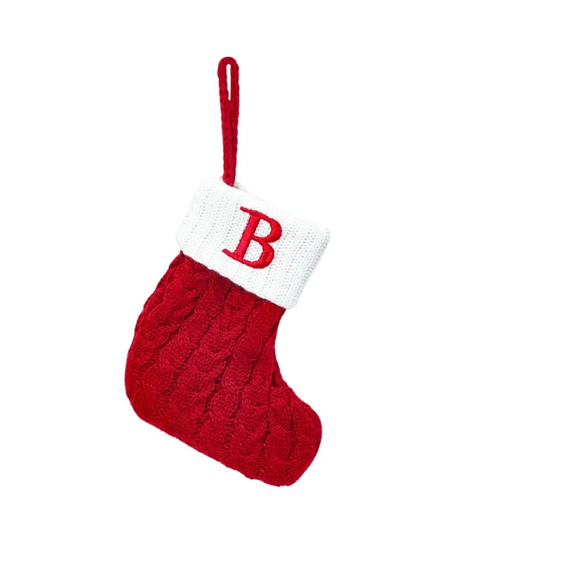 Personalized Mini Cable Knit Christmas Stocking with Embroidered Initial - Image 5