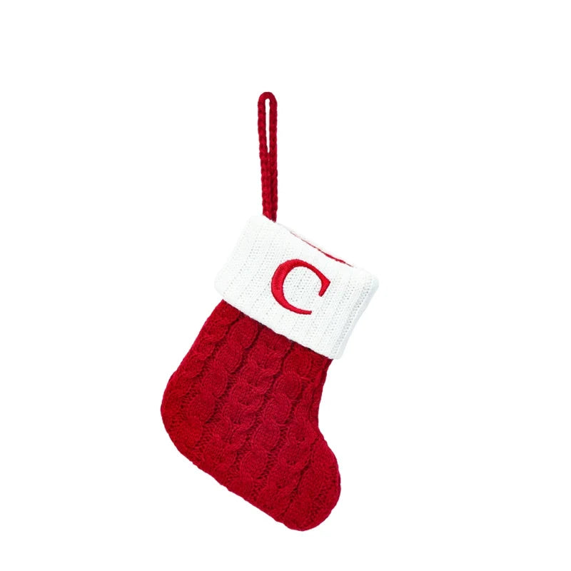 Personalized Mini Cable Knit Christmas Stocking with Embroidered Initial - Image 6