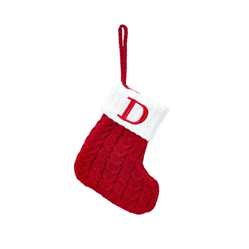 Personalized Mini Cable Knit Christmas Stocking with Embroidered Initial - Image 7