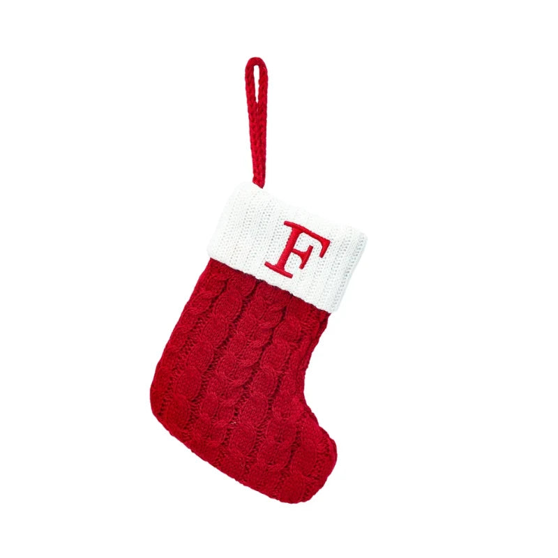 Personalized Mini Cable Knit Christmas Stocking with Embroidered Initial - Image 9