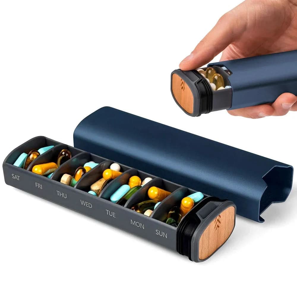 Pill Organizer with 7 Daily Compartments Sliding Tray and Protective Sleeve — photo 3