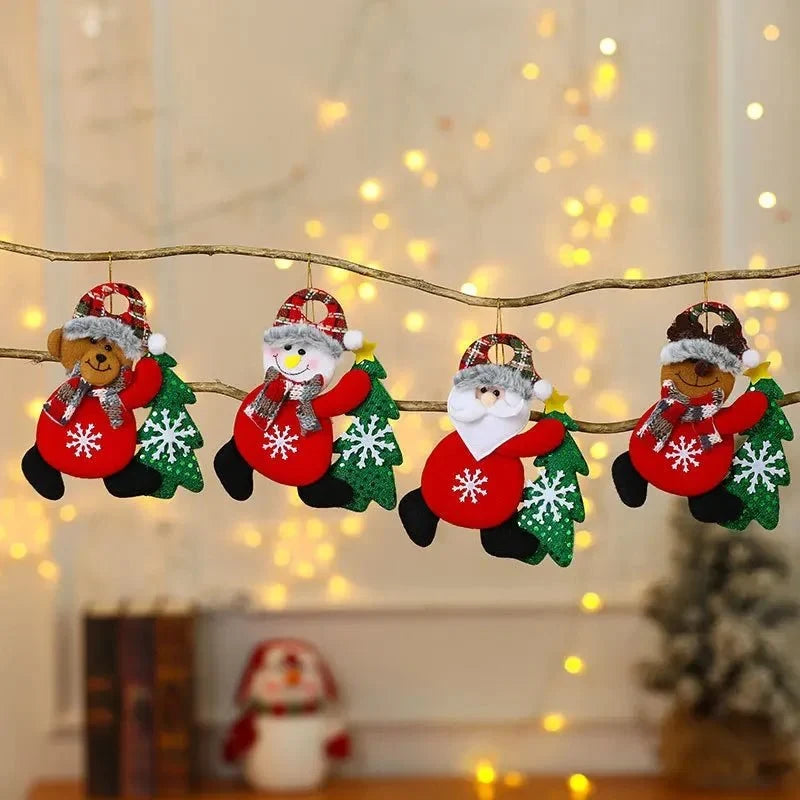 Plush Christmas Ornaments with Dangling Legs Felt and Fleece Holiday Tree Decorations - Image 1
