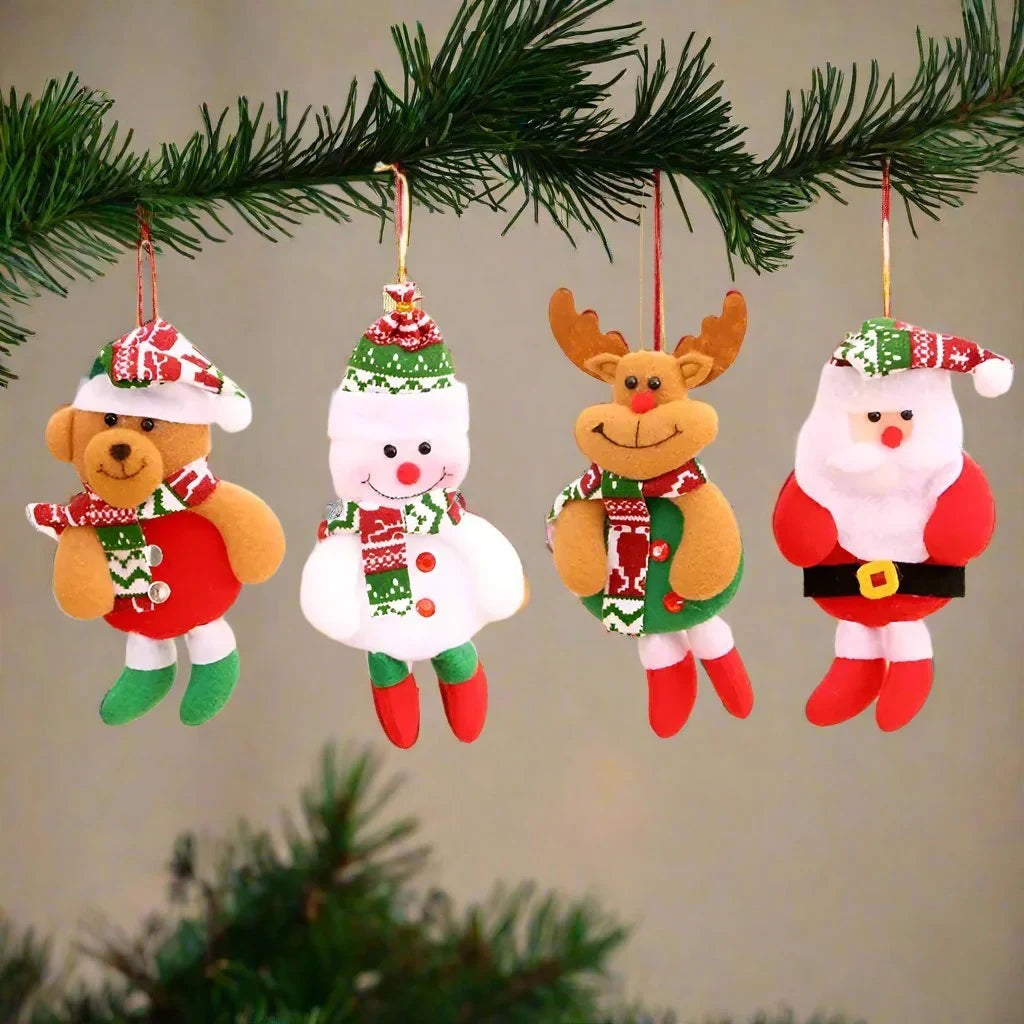 Plush Christmas Ornaments with Dangling Legs Felt and Fleece Holiday Tree Decorations - Image 2