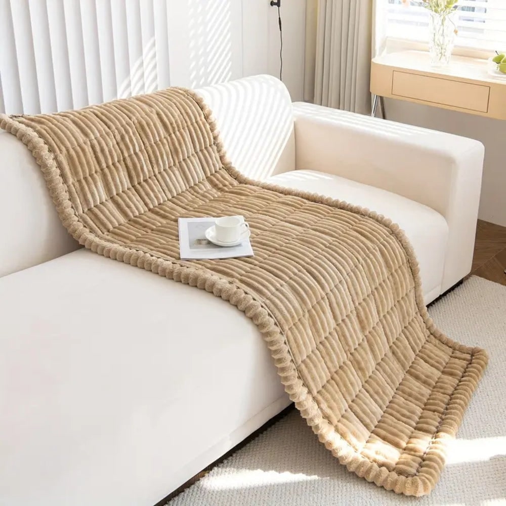 Plush Quilted Sofa Cushion Cover with Non-Slip Backing and Pleated Edges - Image 10