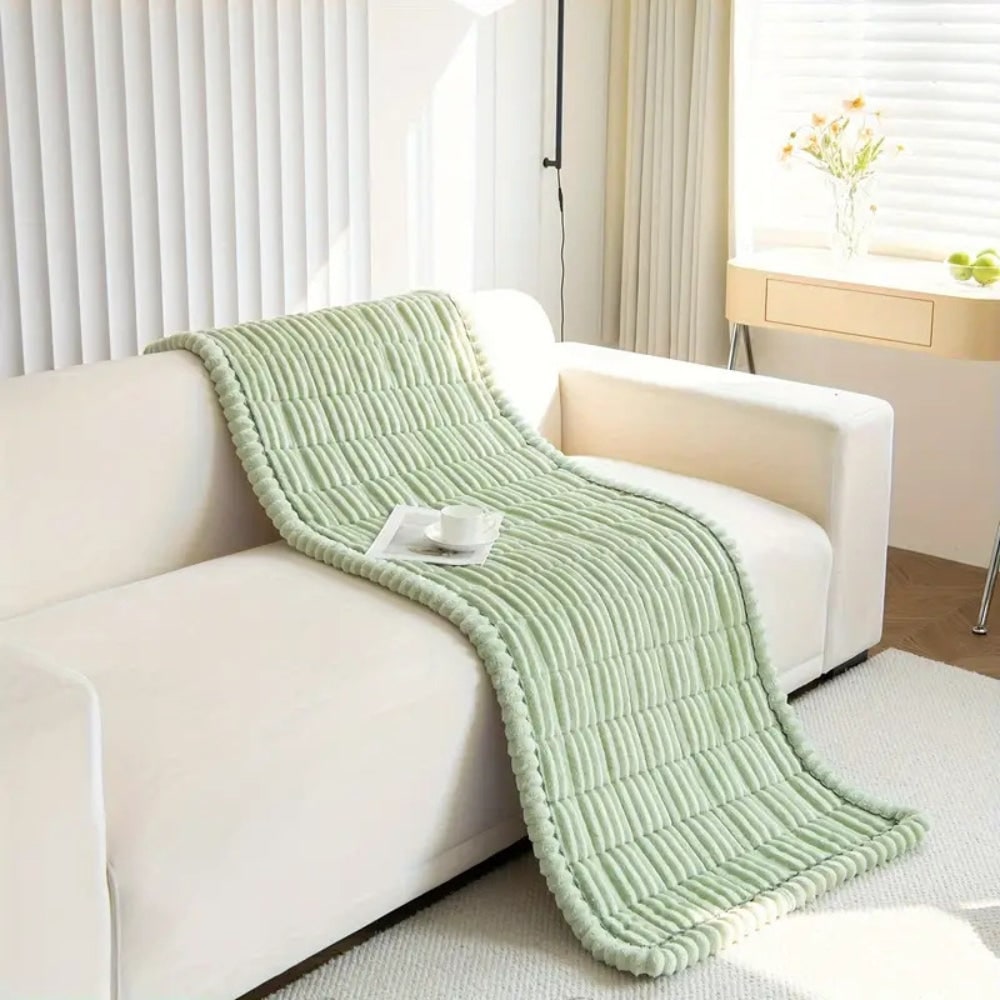 Plush Quilted Sofa Cushion Cover with Non-Slip Backing and Pleated Edges - Image 11
