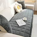 Plush Quilted Sofa Cushion Cover with Non-Slip Backing and Pleated Edges - Image 3