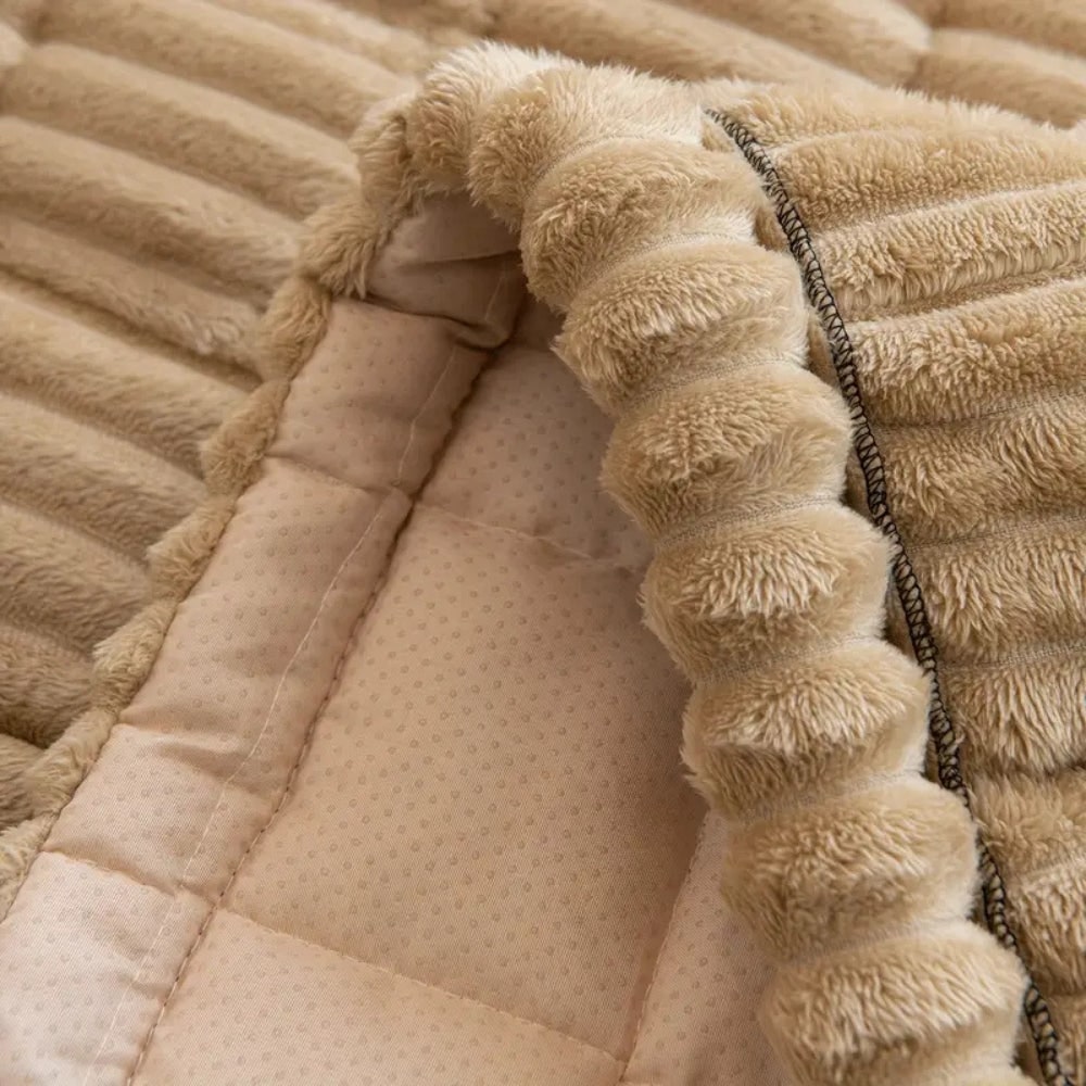 Plush Quilted Sofa Cushion Cover with Non-Slip Backing and Pleated Edges - Image 5