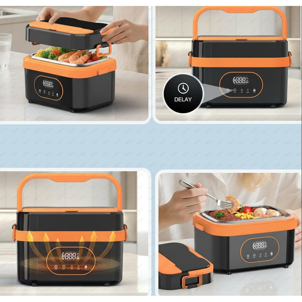 Podgrzewany Lunch Box Elektryczny z Wyświetlaczem LED i Akumulatorem Termosem - Image 1