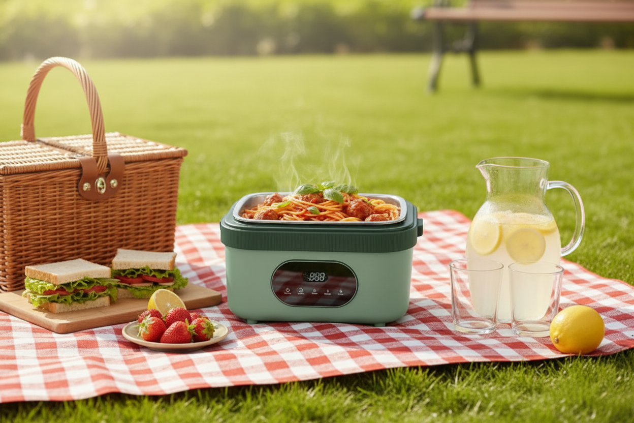 Heated Electric Lunch Box with LED Display and Thermos Battery — photo 5