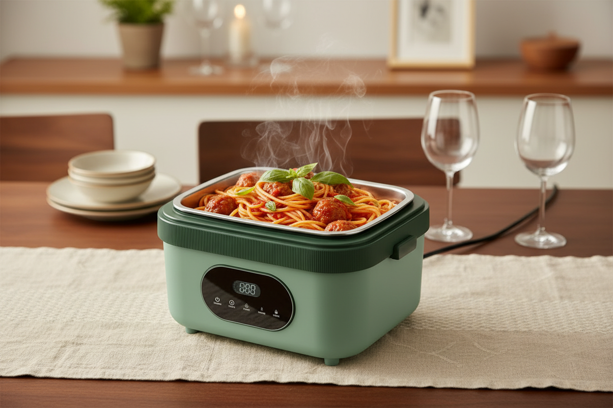 Heated Electric Lunch Box with LED Display and Thermos Battery — photo 9