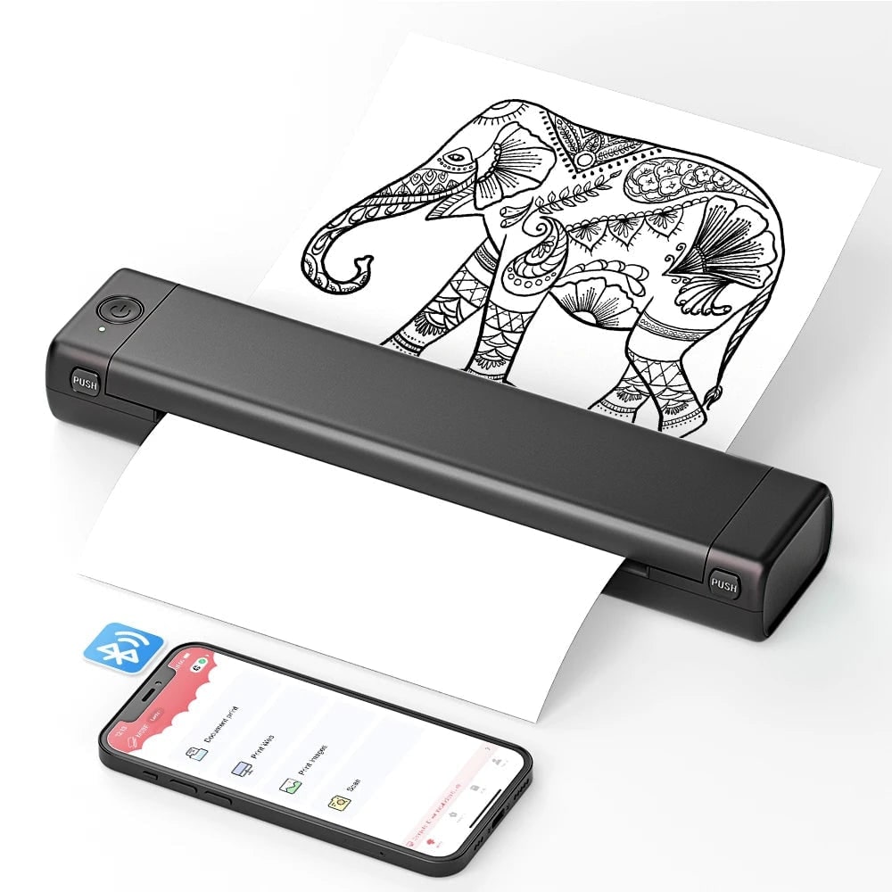 Portable Thermal Printer Wireless with Bluetooth and USB for Smartphone Laptop A4 Compact - Image 1