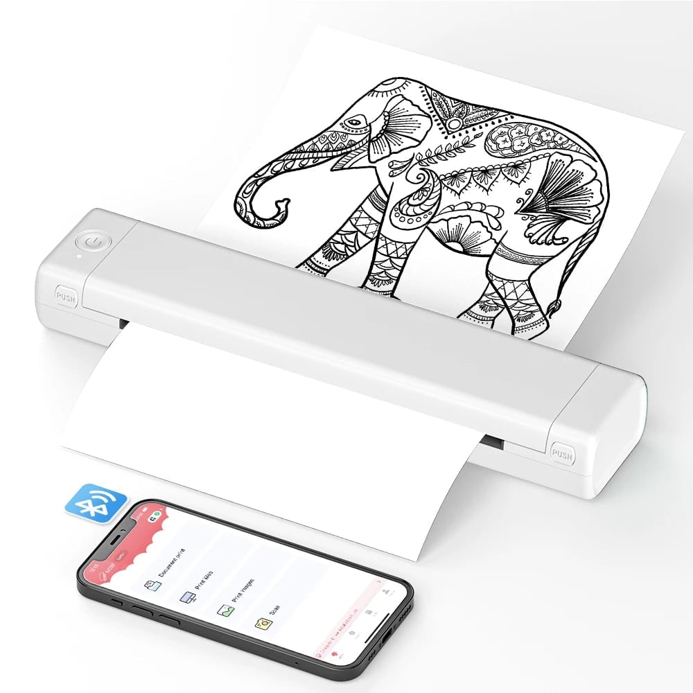 Portable Thermal Printer Wireless with Bluetooth and USB for Smartphone Laptop A4 Compact - Image 2