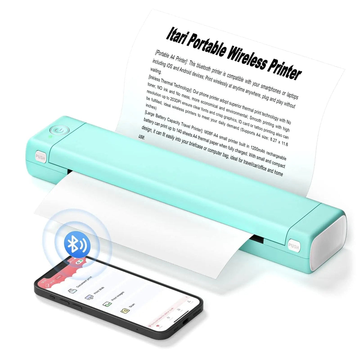 Portable Thermal Printer Wireless with Bluetooth and USB for Smartphone Laptop A4 Compact - Image 4