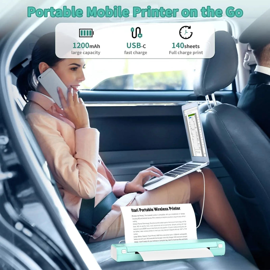 Portable Thermal Printer Wireless with Bluetooth and USB for Smartphone Laptop A4 Compact - Image 8