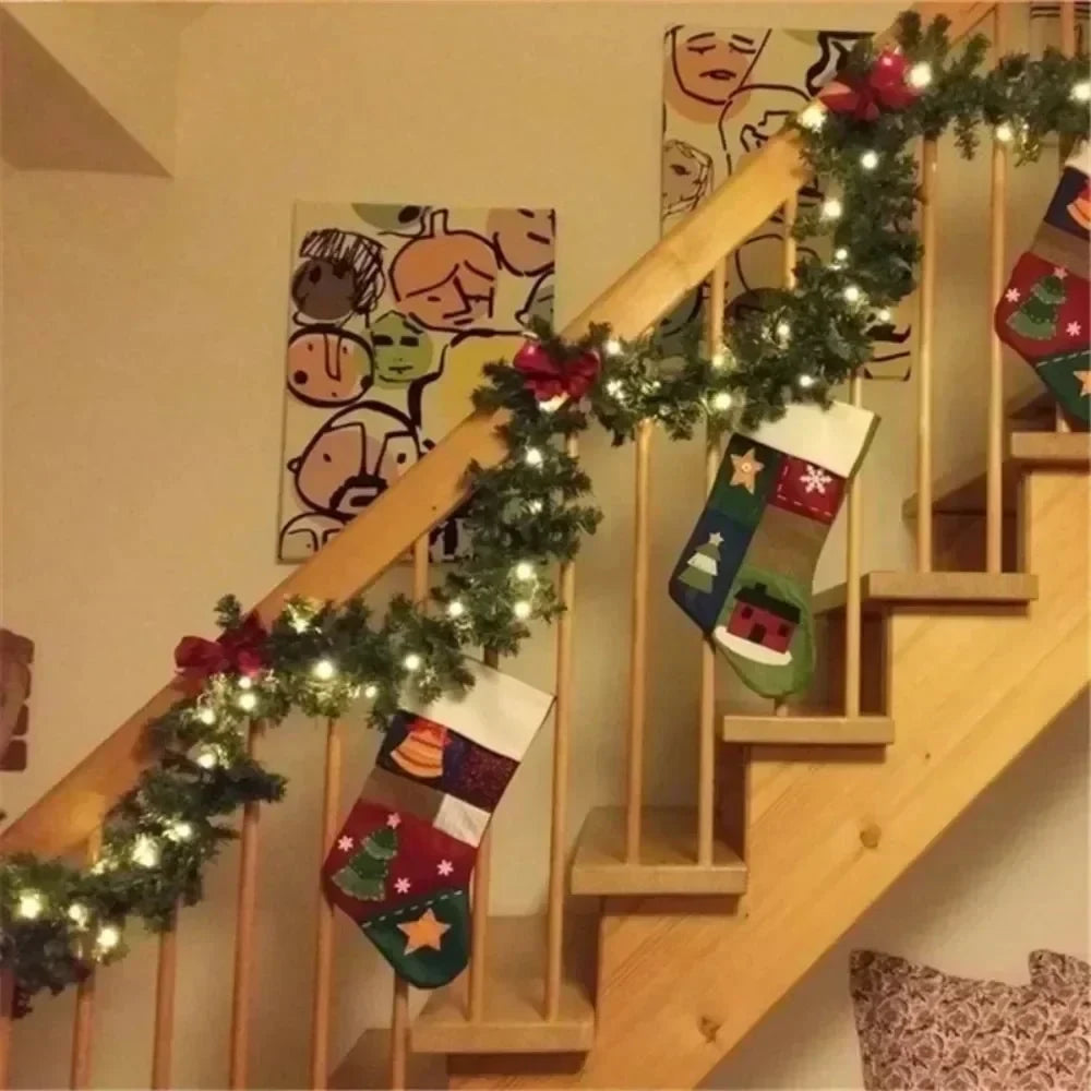 Pre-Lit Christmas Garland with Lights Warm White LED and Artificial Pine Ornaments for Mantle - Image 11