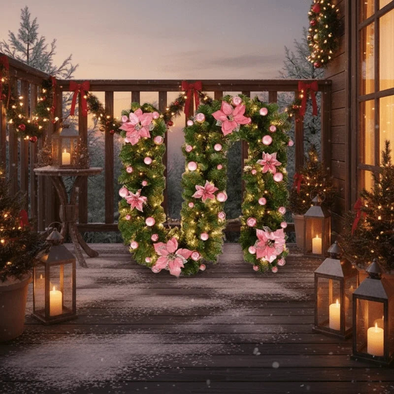 Pre-Lit Christmas Garland with Lights Warm White LED and Artificial Pine Ornaments for Mantle - Image 6