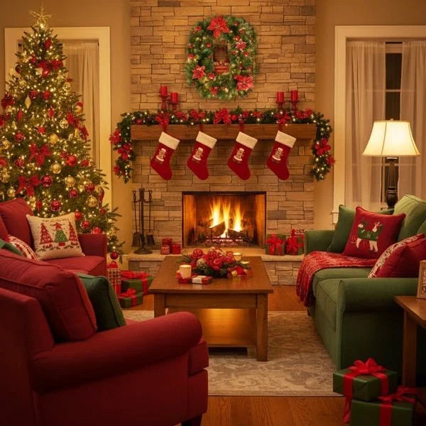 Pre-Lit Christmas Garland with Lights Warm White LED and Artificial Pine Ornaments for Mantle - Image 9