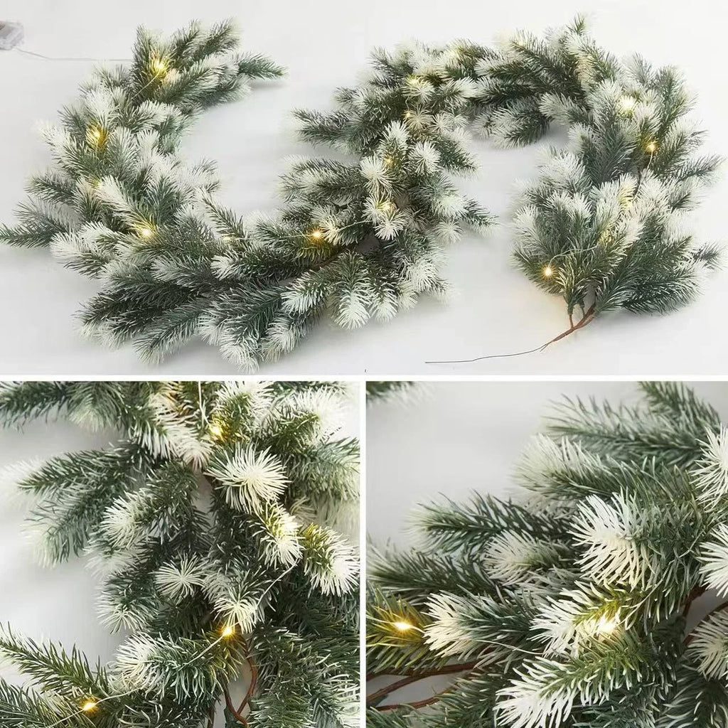 Pre-Lit Christmas Garland with Warm LED Lights and Artificial Pine Needles for Mantel - Image 7